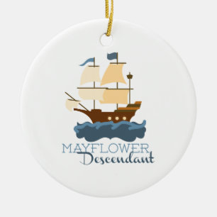 Mayflower Descendant Ceramic Tree Decoration