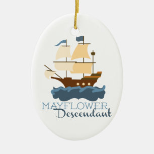Mayflower Descendant Ceramic Tree Decoration