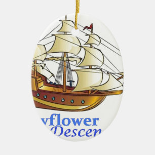 Mayflower Descendant Sailing Ship Ceramic Tree Decoration