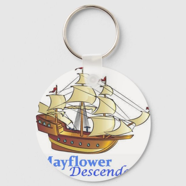 Mayflower Descendant Sailing Ship Key Ring (Front)