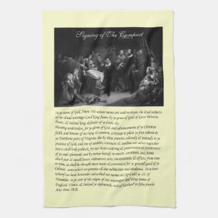 Mayflower Pilgrim Fathers - Signing of the Compact Tea Towel