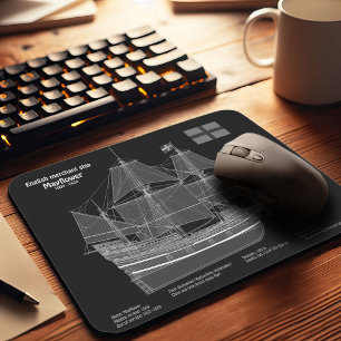 Mayflower - Ship Blueprint Plans PD Mouse Pad