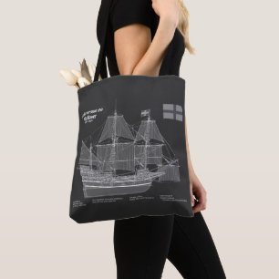 Mayflower - Ship Blueprint Plans PD Tote Bag