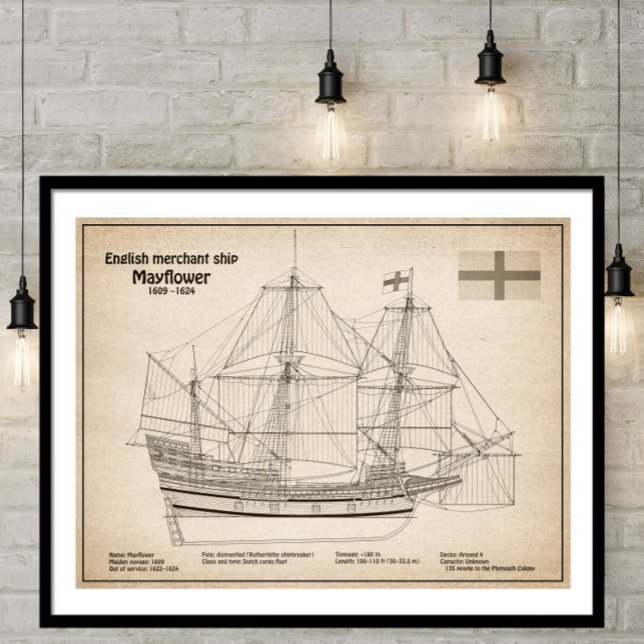 Mayflower - Ship Blueprint Plans SD Poster (Creator Uploaded)