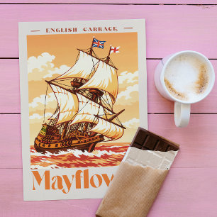 Mayflower Ship Vintage English Carrack Poster Art Postcard