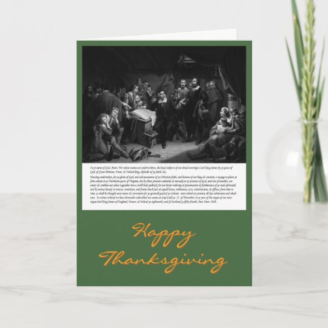 Mayflower - Signing of Compact thanksgiving card (Front)