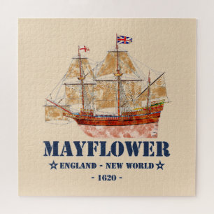 Mayflower Tall Ship - England to New World in 1620 Jigsaw Puzzle