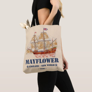 Mayflower Tall Ship - England to New World in 1620 Tote Bag
