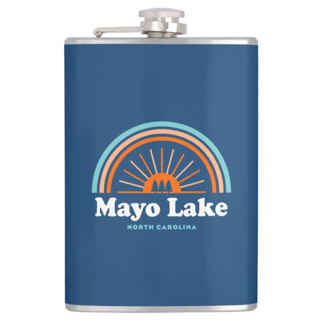 Mayo Lake North Carolina Rainbow Hip Flask (Front)