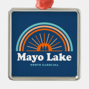 Mayo Lake North Carolina Rainbow Metal Ornament