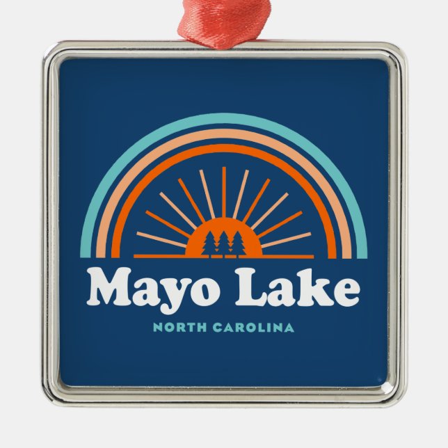 Mayo Lake North Carolina Rainbow Metal Ornament (Front)