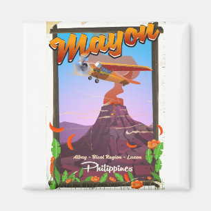 Mayon Volcano philippines adventure poster Magnet