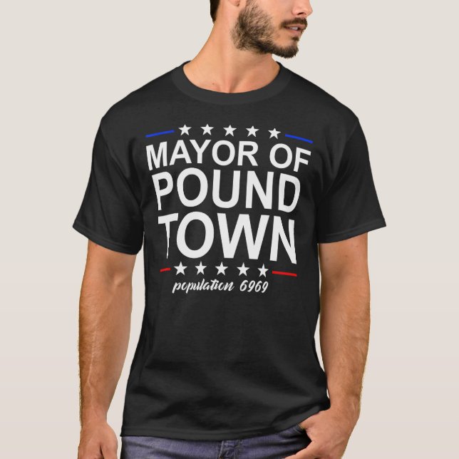Mayor Of Pound Town Funny Adult Humour Pound Town T-Shirt (Front)