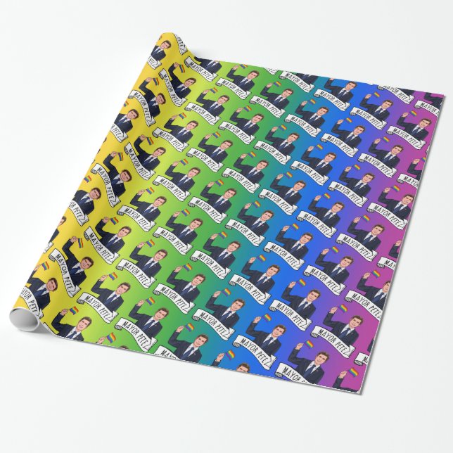 Mayor Pete Pride Wrapping Paper (Unrolled)