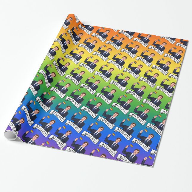 Mayor Pete Pride Wrapping Paper (Unrolled)