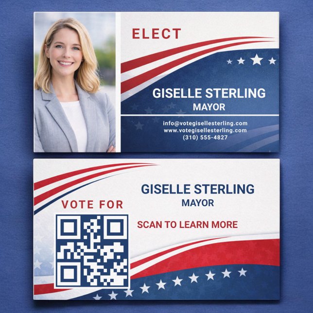 Mayor Voter Election Campaign Photo QR Code Business Card (Creator Uploaded)