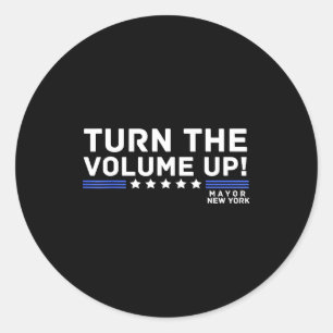Mayor Zohran Mamdani New York Turn The Volume Up Classic Round Sticker
