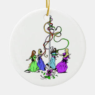 Maypole Dancers Ceramic Tree Decoration