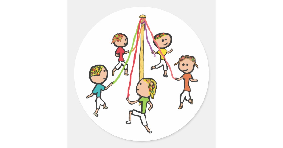Maypole Dancing Classic Round Sticker | Zazzle