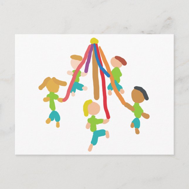 Maypole Dancing Postcard (Front)