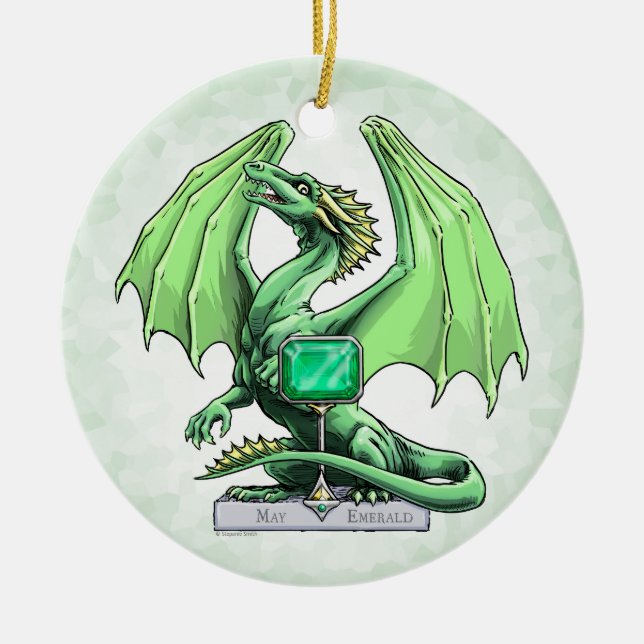 May's Birthstone Dragon: Emerald Ornament (Front)