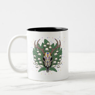 May's Lily of the Valley & Deer Skull Two-Tone Coffee Mug