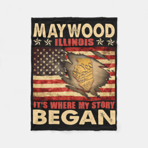 Maywood Illinois Usa Flag 4th Of July Fleece Blanket