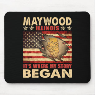 Maywood Illinois Usa Flag 4th Of July Mouse Pad