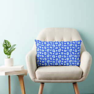 Maz Abstract Teardrops - Electric Blue White Lumbar Cushion