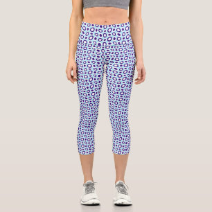 Maz Abstract Teardrops Navy Sky Blue White Capri Leggings
