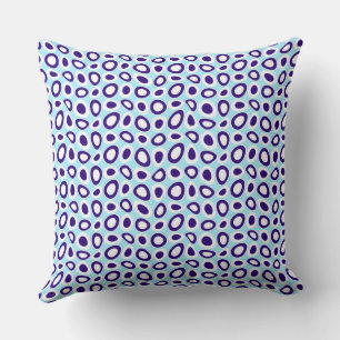 Maz Abstract Teardrops Navy Sky Blue White Cushion