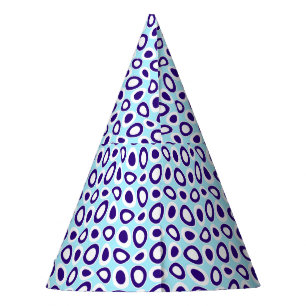 Maz Abstract Teardrops Navy Sky Blue White Party Hat