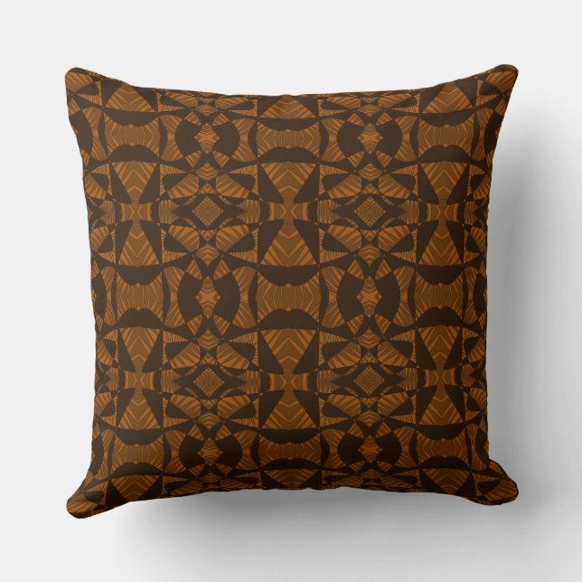 Maz Abstract Zebra Mosaic - Brown Cushion (Back)