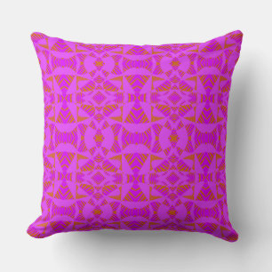 Maz Abstract Zebra Mosaic - Fuchsia Muted Orange Cushion