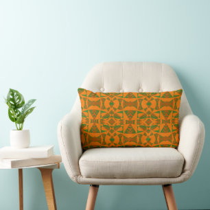 Maz Abstract Zebra Mosaic - Orange Green 2 Lumbar Cushion