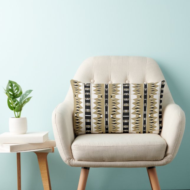 Maz Afrofuturist Pattern Gold  Lumbar Cushion (Chair)