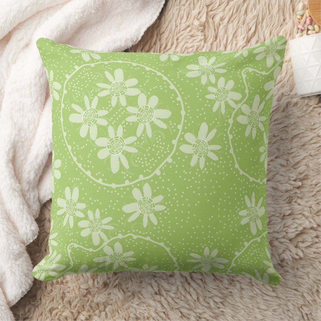 Maz Floral Bubbles Polka Dot Apple Green Cushion (Blanket)