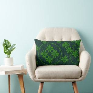 Maz Floral Bubbles Polka Dot Bottle Green Lumbar Cushion