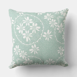 Maz Floral Bubbles Polka Dot Duck Egg Blue Cushion