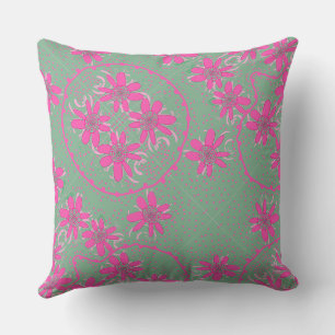 Maz Floral Bubbles Polka Dot Green Fuchsia Pink Cushion