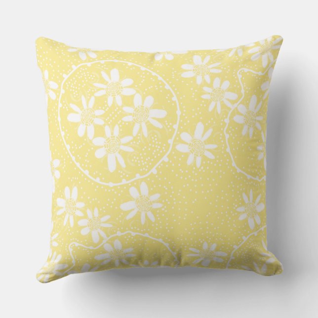 Maz Floral Bubbles Polka Dot Lemon Cushion (Back)