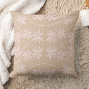 Maz Floral Bubbles Polka Dot Light Brown Pink Cushion