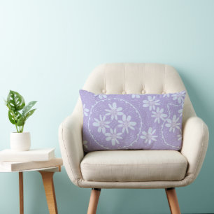 Maz Floral Bubbles Polka Dot Light Purple Blue Lumbar Cushion