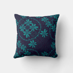 Maz Floral Bubbles Polka Dot Navy Teal Cushion