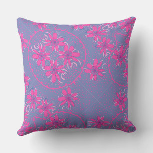 Maz Floral Bubbles Polka Dot Periwinkle Fuchsia Cushion