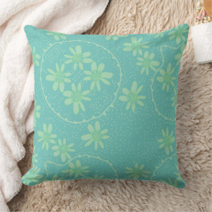 Maz Floral Bubbles Polka Dot Teal Mint Green Cushion