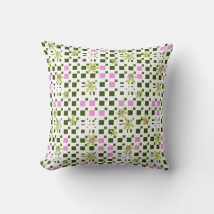 Maz Floral Square Conundrum - Green Pink White Cushion