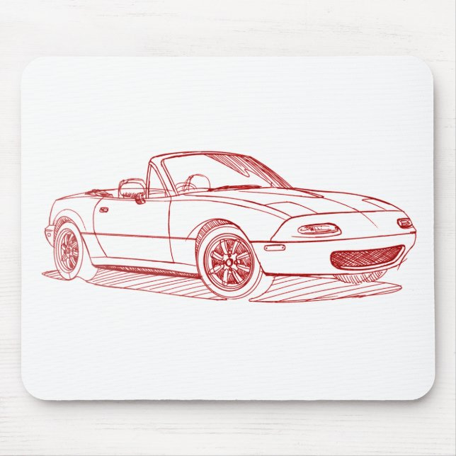 Maz Miata MX5 gen1 1991 sketch Mouse Pad (Front)