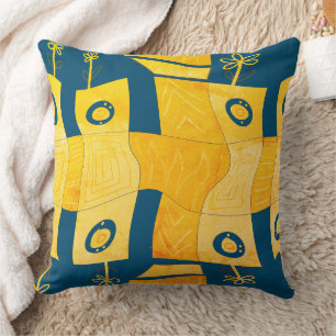Maz Noughts & Wavy Squares Check Abstract 7a 1974 Cushion