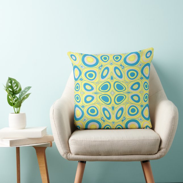 Maz Psychedelic Eggs - Blue Grey Yellow Cushion (Chair)